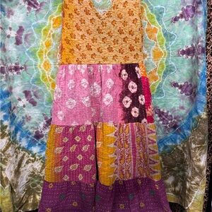 Colorful Patchwork Kantha Dress